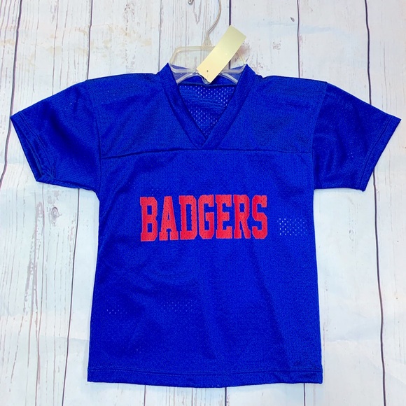 Kids Unisex 2T-L Blue & Red Badgers Logo Mesh Football Uniform Sports Jersey NWT - Picture 1 of 2